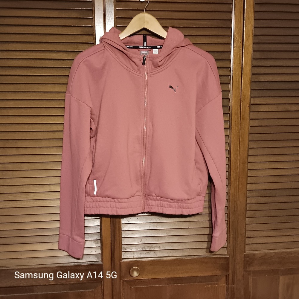 Puma Training Womens Full Zip Hoodie Mauve Pink Cropped Jacket 520820-25 Medium
